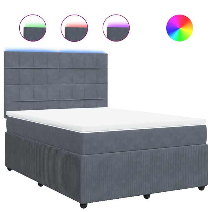 Pat box spring cu saltea, gri închis, 160x200 cm, catifea - WALTI WALTI