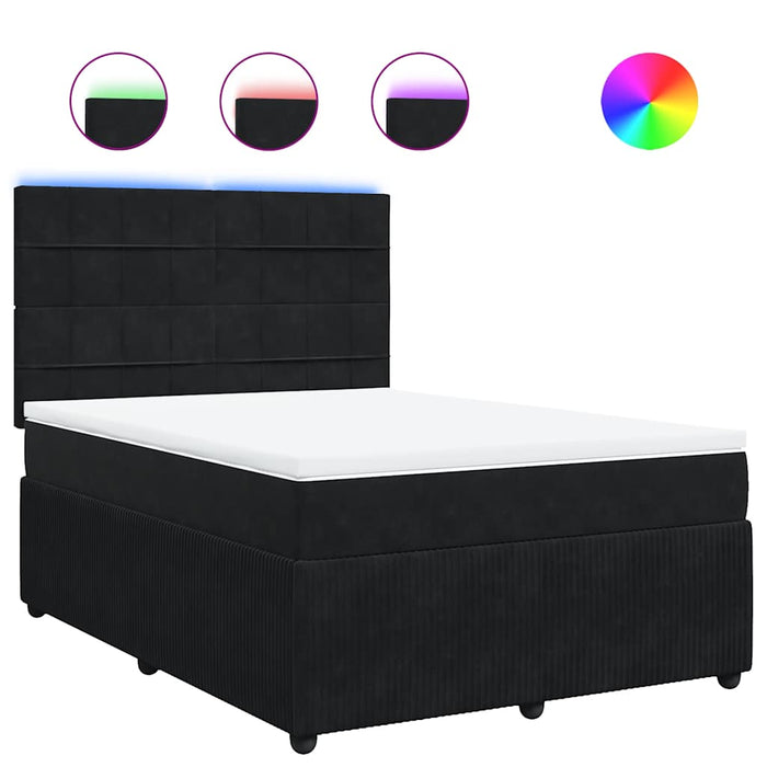 Pat box spring cu saltea, negru, 160x200 cm, catifea - WALTI WALTI