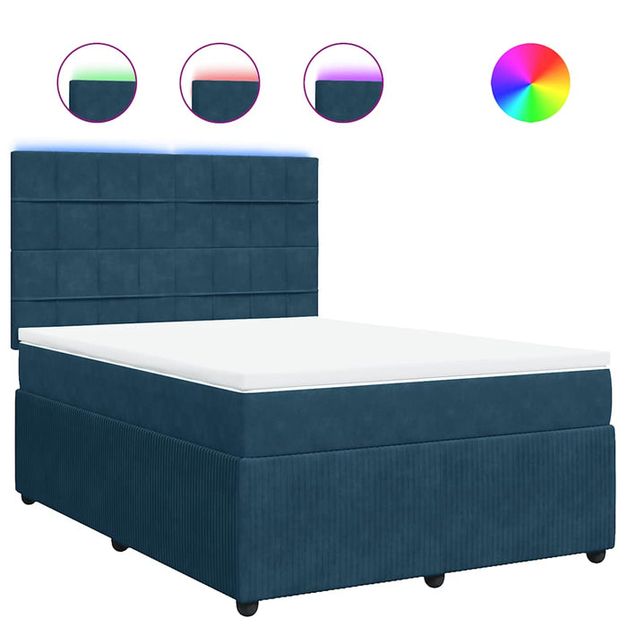Pat box spring cu saltea, albastru, 160x200 cm, catifea - WALTI WALTI