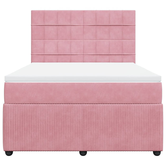 Pat box spring cu saltea, roz, 160x200 cm, catifea - WALTI WALTI