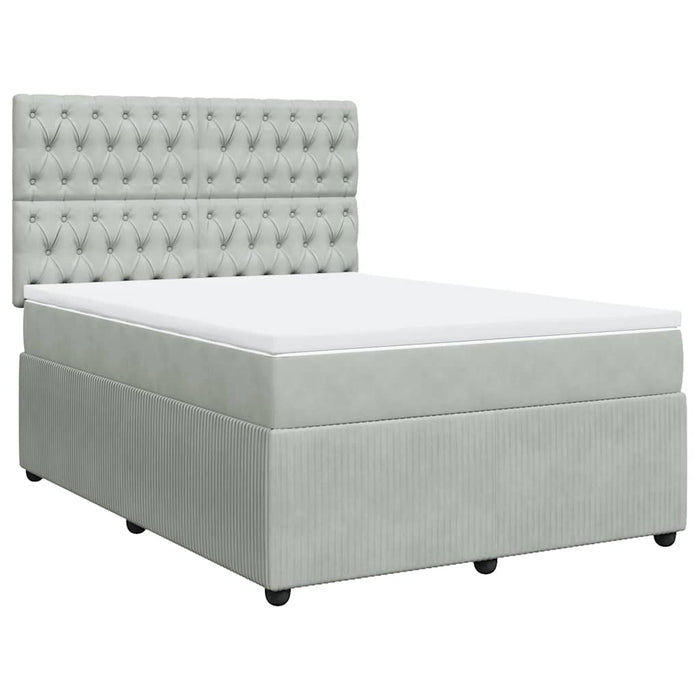 Pat box spring cu saltea, gri deschis, 160x200 cm, catifea - WALTI WALTI