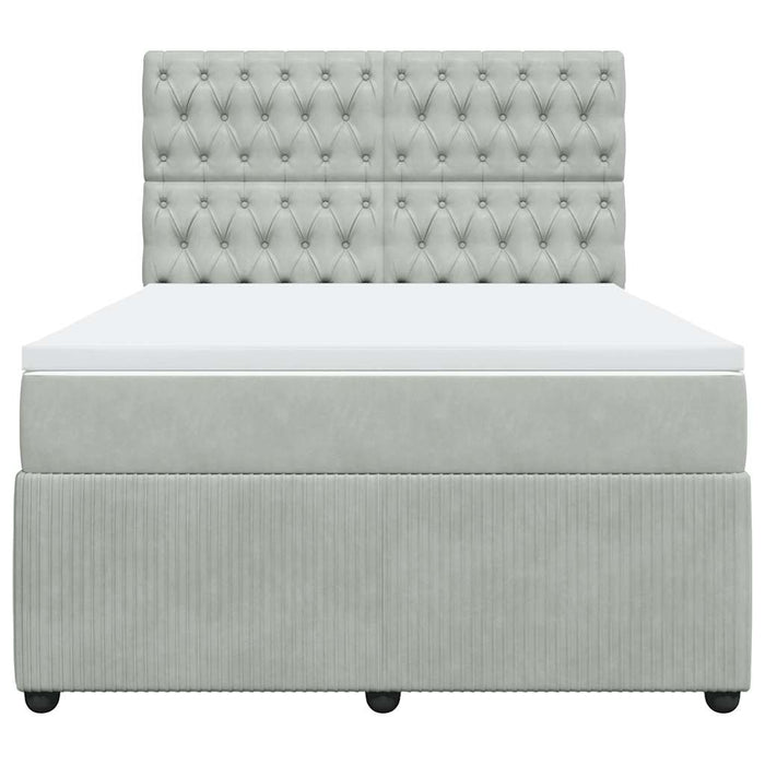 Pat box spring cu saltea, gri deschis, 160x200 cm, catifea - WALTI WALTI
