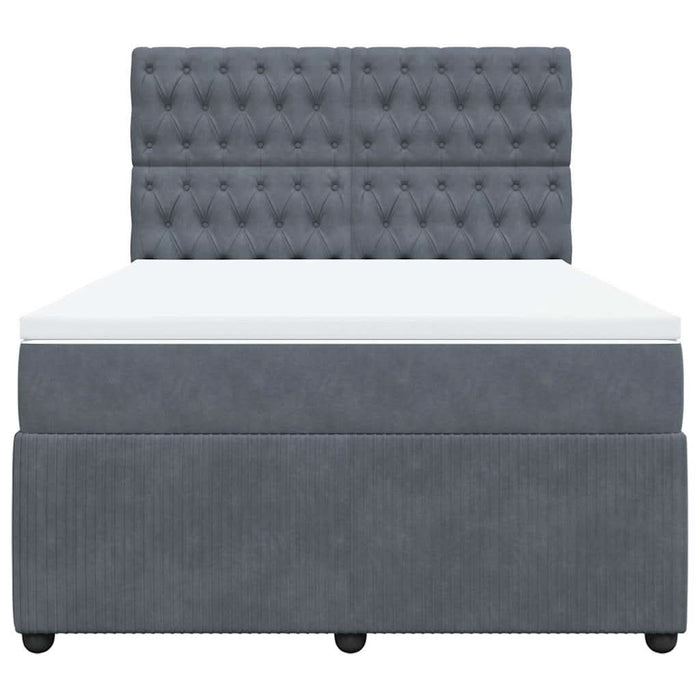 Pat box spring cu saltea, gri închis, 160x200 cm, catifea - WALTI WALTI