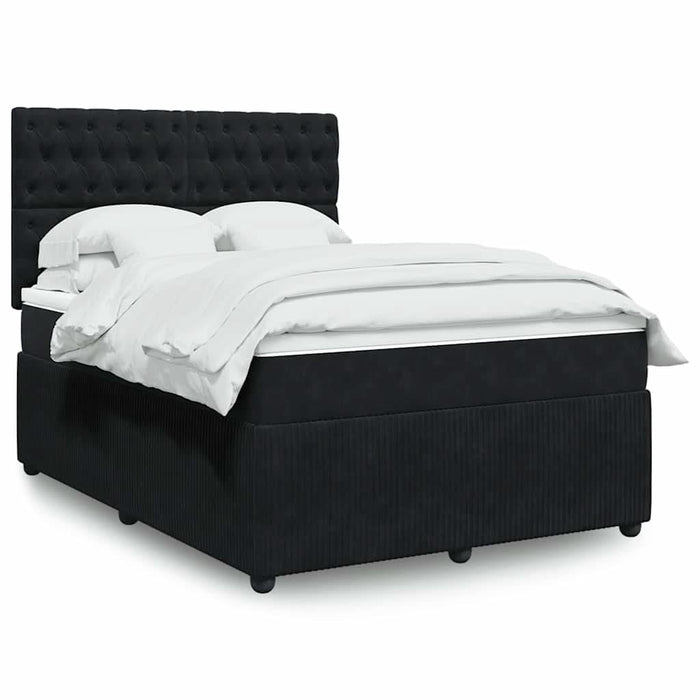 Pat box spring cu saltea, negru, 160x200 cm, catifea - WALTI WALTI