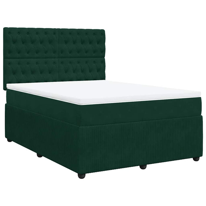 Pat box spring cu saltea, verde închis, 160x200 cm, catifea - WALTI WALTI