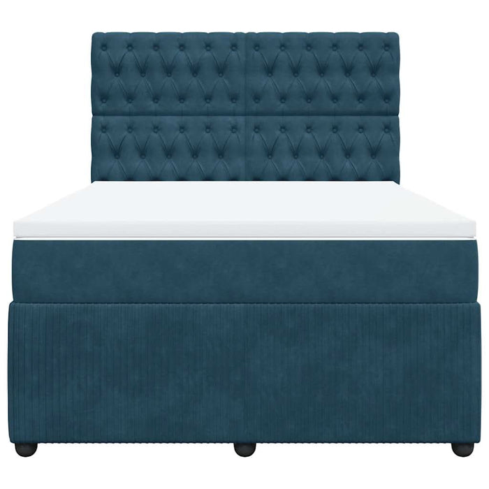 Pat box spring cu saltea, albastru, 160x200 cm, catifea - WALTI WALTI