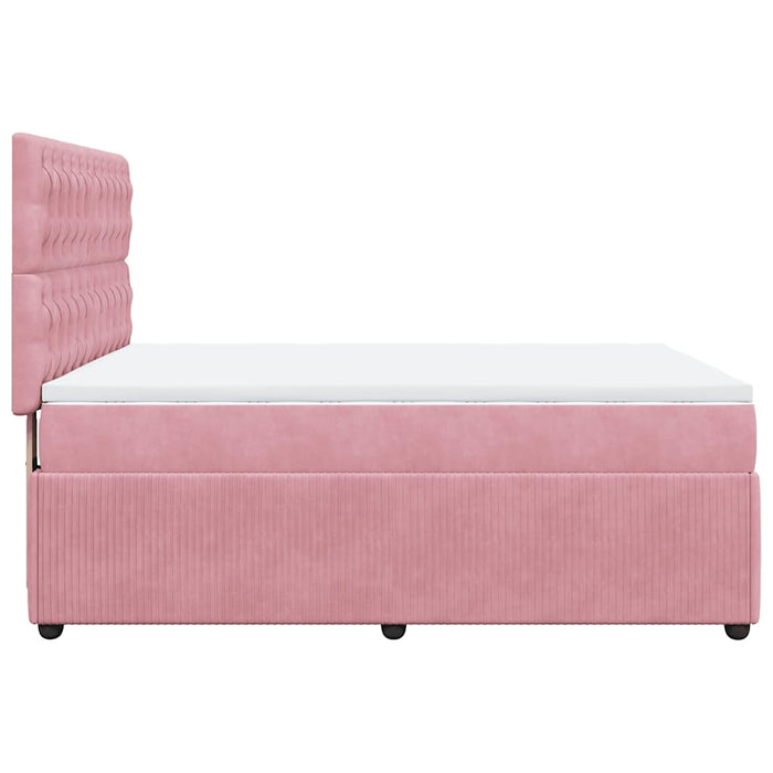 Pat box spring cu saltea, roz, 160x200 cm, catifea - WALTI WALTI