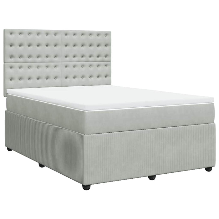 Pat box spring cu saltea, gri deschis, 160x200 cm, catifea - WALTI WALTI