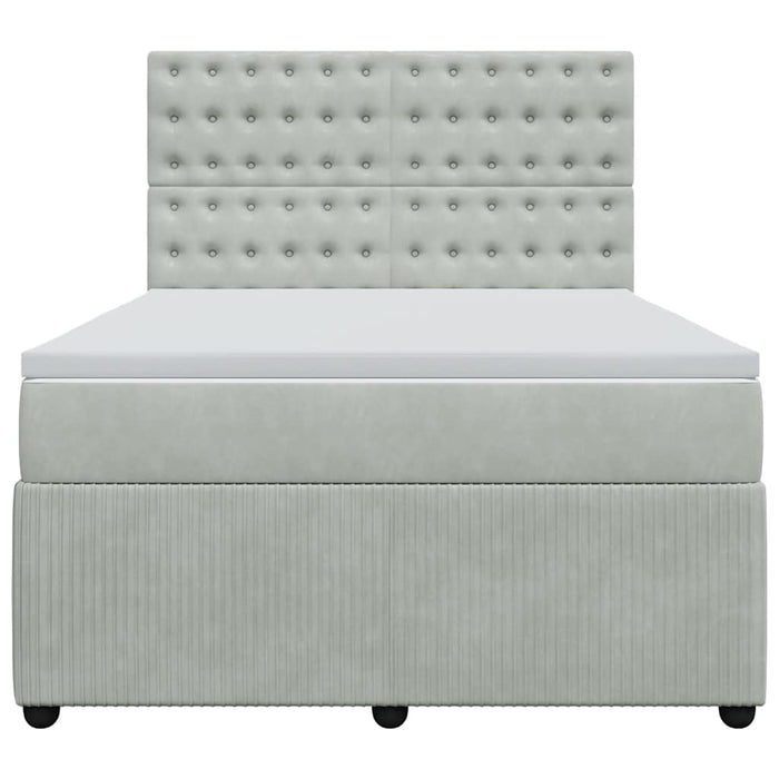 Pat box spring cu saltea, gri deschis, 160x200 cm, catifea - WALTI WALTI