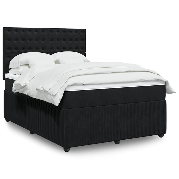Pat box spring cu saltea, negru, 160x200 cm, catifea - WALTI WALTI