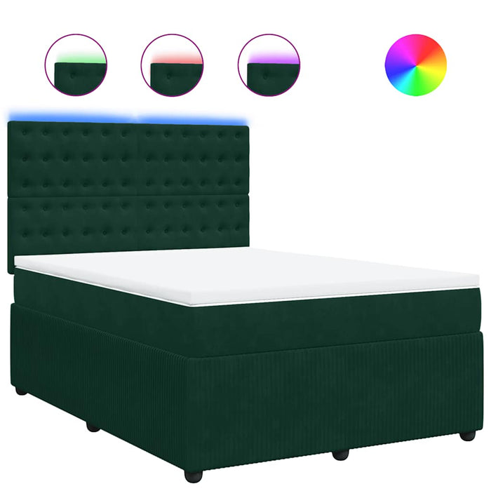 Pat box spring cu saltea, verde închis, 160x200 cm, catifea - WALTI WALTI