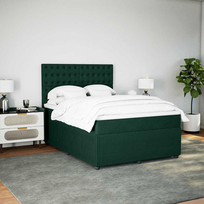 Pat box spring cu saltea, verde închis, 160x200 cm, catifea - WALTI WALTI