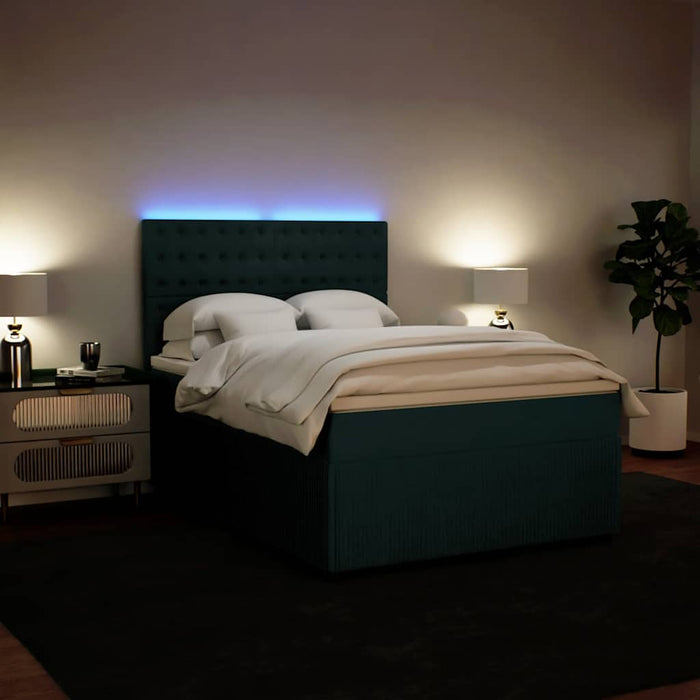 Pat box spring cu saltea, verde închis, 160x200 cm, catifea - WALTI WALTI