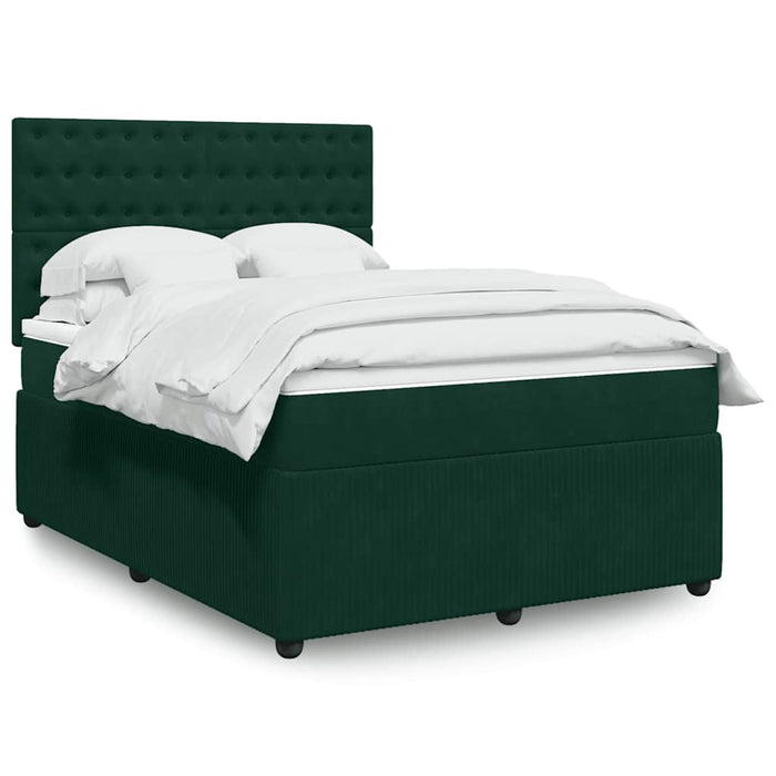 Pat box spring cu saltea, verde închis, 160x200 cm, catifea - WALTI WALTI