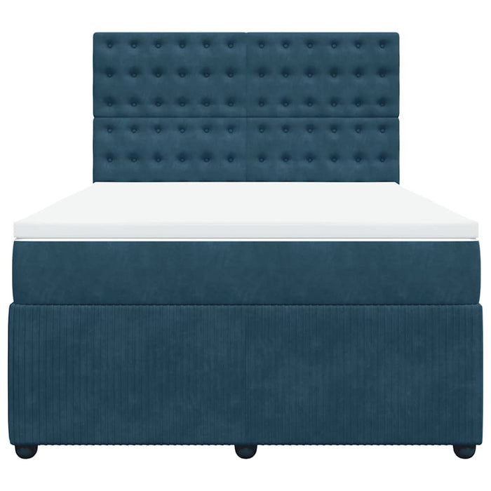 Pat box spring cu saltea, albastru, 160x200 cm, catifea - WALTI WALTI