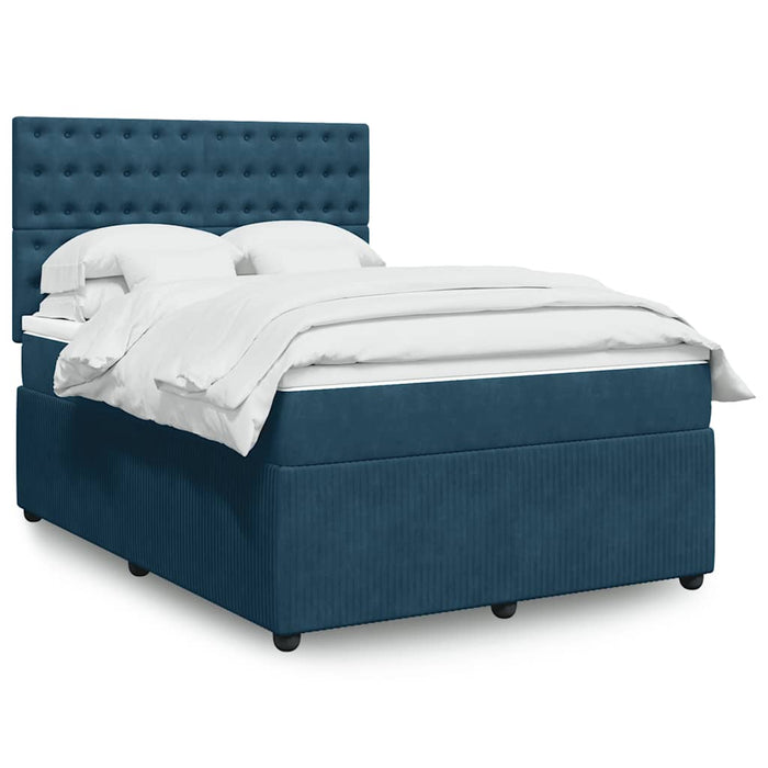Pat box spring cu saltea, albastru, 160x200 cm, catifea - WALTI WALTI