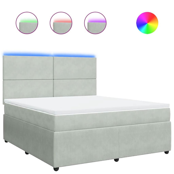 Pat box spring cu saltea, gri deschis, 180x200 cm, catifea - WALTI WALTI