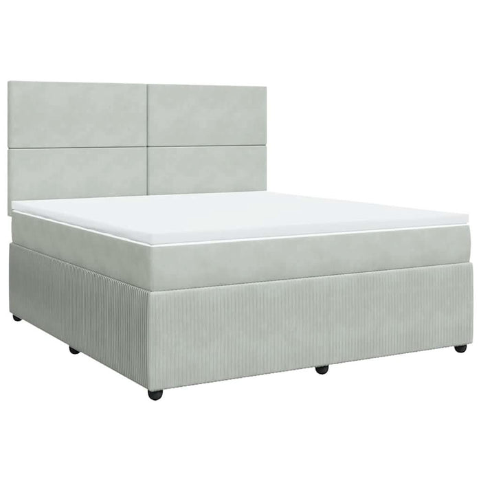 Pat box spring cu saltea, gri deschis, 180x200 cm, catifea - WALTI WALTI