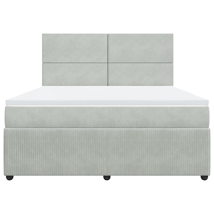 Pat box spring cu saltea, gri deschis, 180x200 cm, catifea - WALTI WALTI