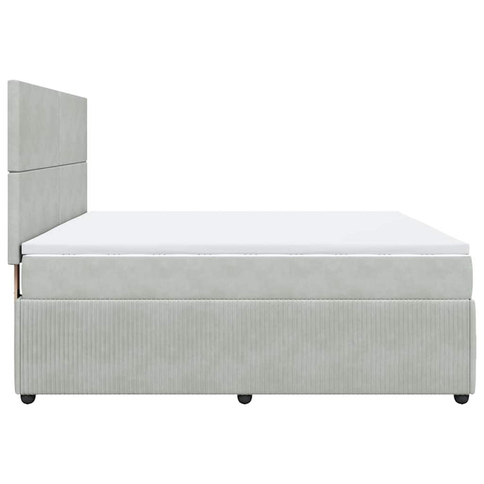 Pat box spring cu saltea, gri deschis, 180x200 cm, catifea - WALTI WALTI