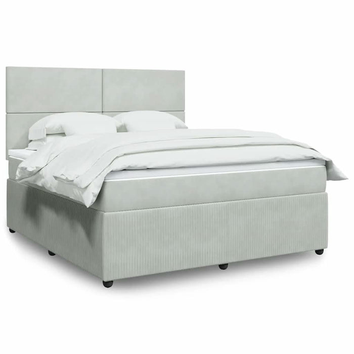 Pat box spring cu saltea, gri deschis, 180x200 cm, catifea - WALTI WALTI