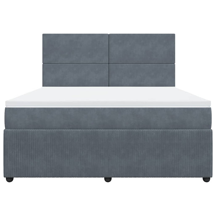 Pat box spring cu saltea, gri închis, 180x200 cm, catifea - WALTI WALTI