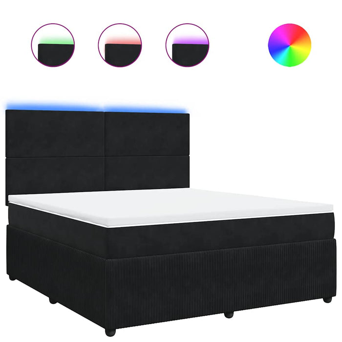 Pat box spring cu saltea, negru, 180x200 cm, catifea - WALTI WALTI