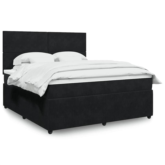 Pat box spring cu saltea, negru, 180x200 cm, catifea - WALTI WALTI