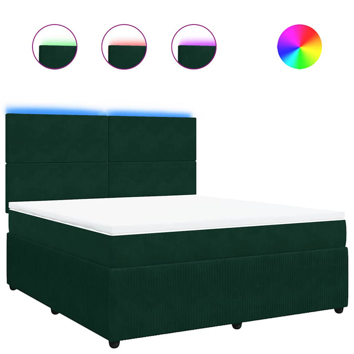 Pat box spring cu saltea, verde închis, 180x200 cm, catifea - WALTI WALTI