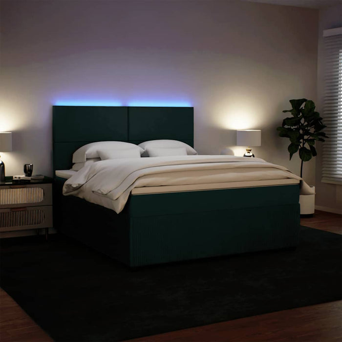 Pat box spring cu saltea, verde închis, 180x200 cm, catifea - WALTI WALTI