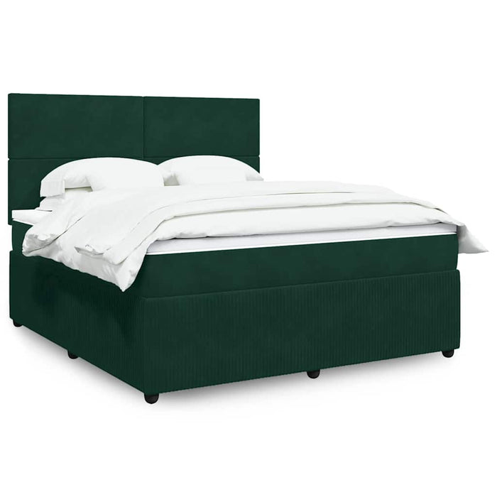 Pat box spring cu saltea, verde închis, 180x200 cm, catifea - WALTI WALTI