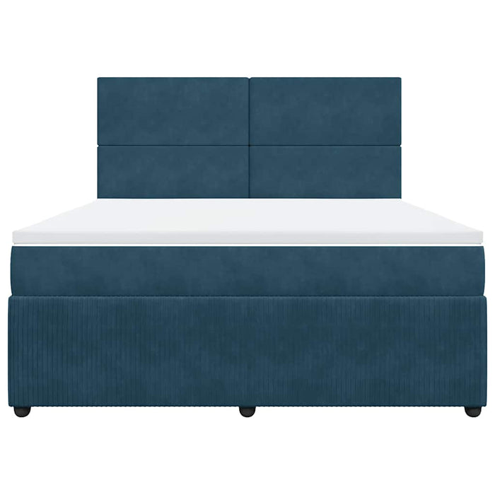 Pat box spring cu saltea, albastru, 180x200 cm, catifea - WALTI WALTI