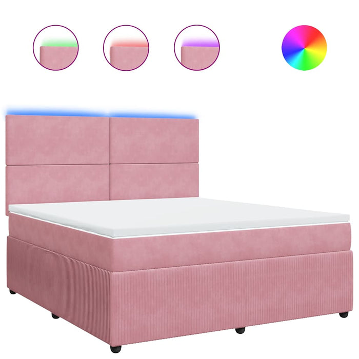 Pat box spring cu saltea, roz, 180x200 cm, catifea - WALTI WALTI