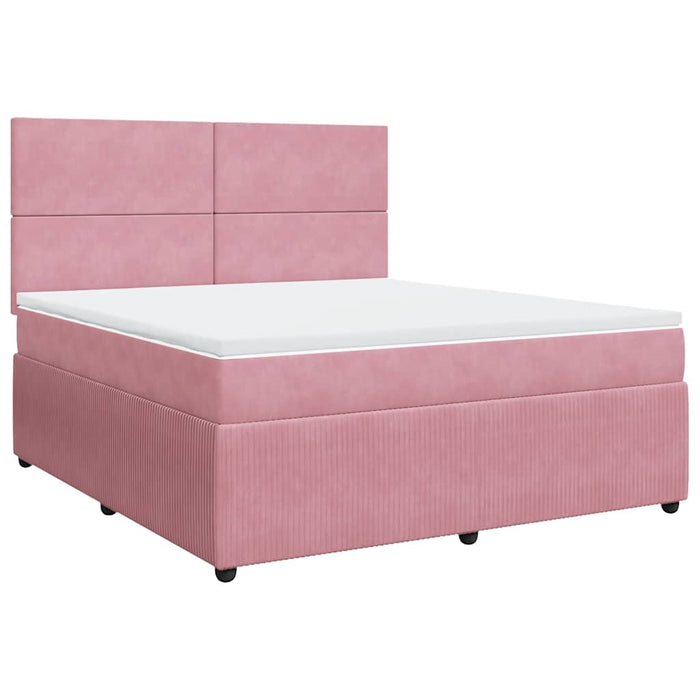 Pat box spring cu saltea, roz, 180x200 cm, catifea - WALTI WALTI
