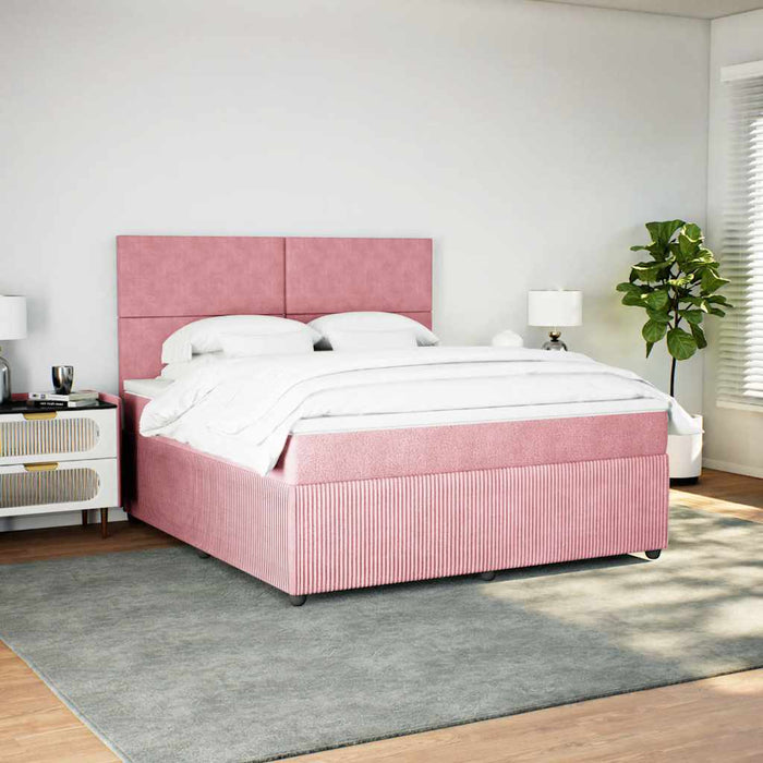 Pat box spring cu saltea, roz, 180x200 cm, catifea - WALTI WALTI