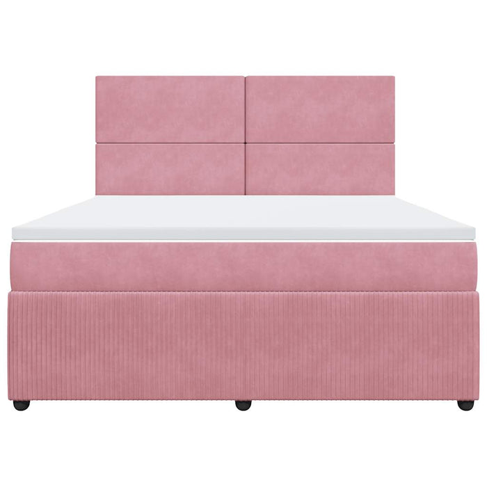 Pat box spring cu saltea, roz, 180x200 cm, catifea - WALTI WALTI