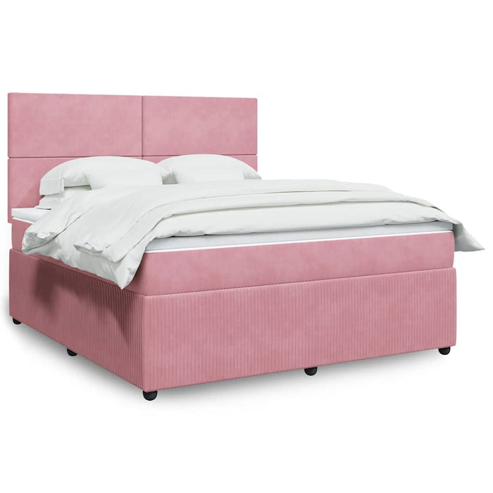 Pat box spring cu saltea, roz, 180x200 cm, catifea - WALTI WALTI