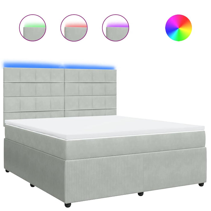 Pat box spring cu saltea, gri deschis, 180x200 cm, catifea - WALTI WALTI