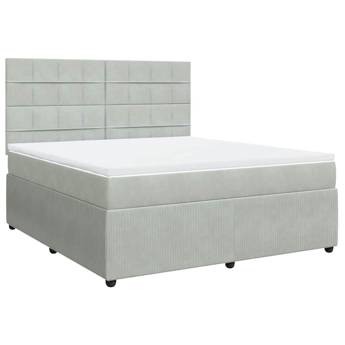 Pat box spring cu saltea, gri deschis, 180x200 cm, catifea - WALTI WALTI