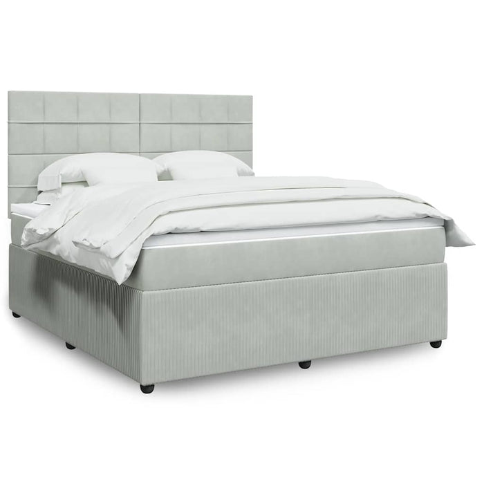 Pat box spring cu saltea, gri deschis, 180x200 cm, catifea - WALTI WALTI