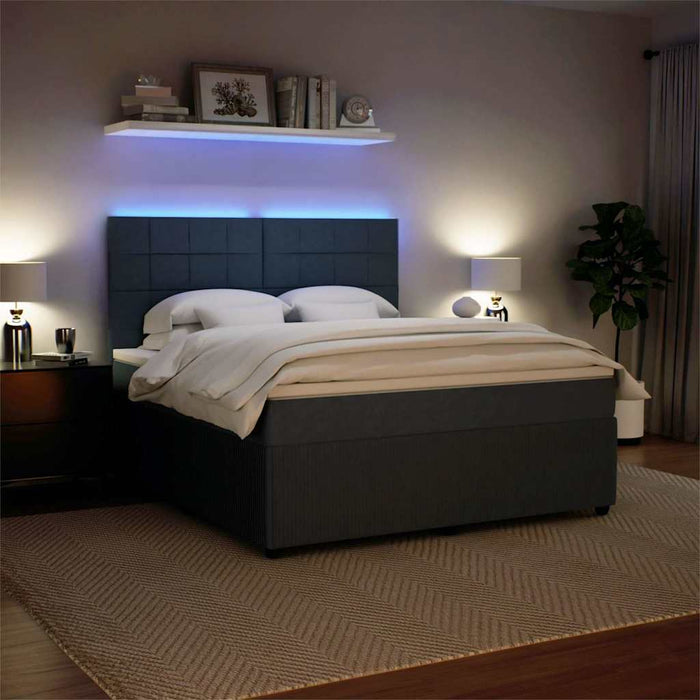 Pat box spring cu saltea, gri închis, 180x200 cm, catifea - WALTI WALTI