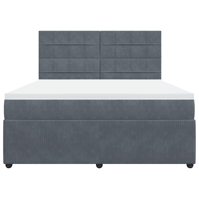 Pat box spring cu saltea, gri închis, 180x200 cm, catifea - WALTI WALTI