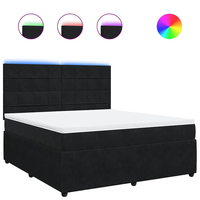 Pat box spring cu saltea, negru, 180x200 cm, catifea - WALTI WALTI