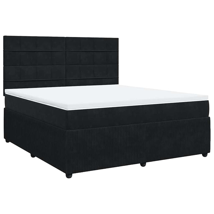 Pat box spring cu saltea, negru, 180x200 cm, catifea - WALTI WALTI