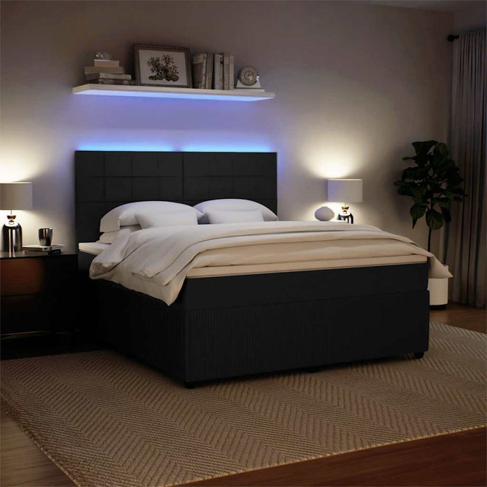 Pat box spring cu saltea, negru, 180x200 cm, catifea - WALTI WALTI