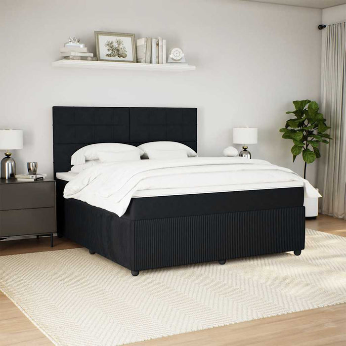 Pat box spring cu saltea, negru, 180x200 cm, catifea - WALTI WALTI