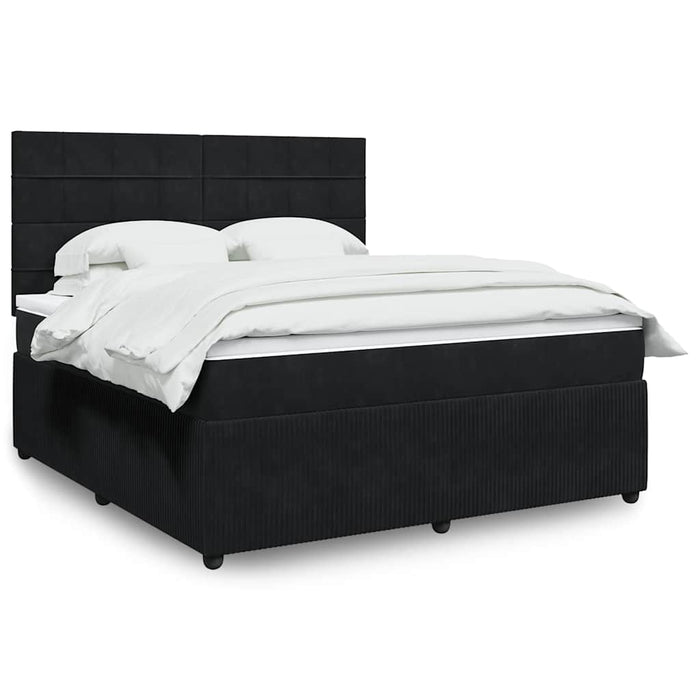 Pat box spring cu saltea, negru, 180x200 cm, catifea - WALTI WALTI