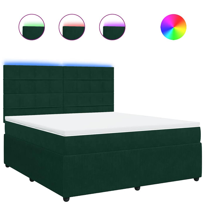 Pat box spring cu saltea, verde închis, 180x200 cm, catifea - WALTI WALTI