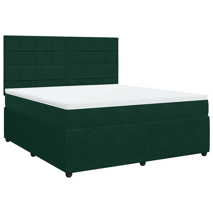 Pat box spring cu saltea, verde închis, 180x200 cm, catifea - WALTI WALTI