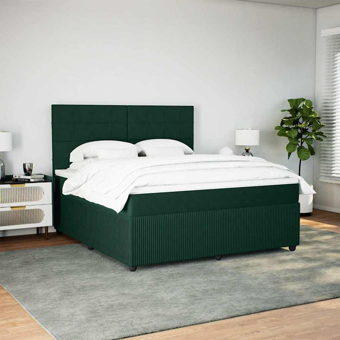 Pat box spring cu saltea, verde închis, 180x200 cm, catifea - WALTI WALTI